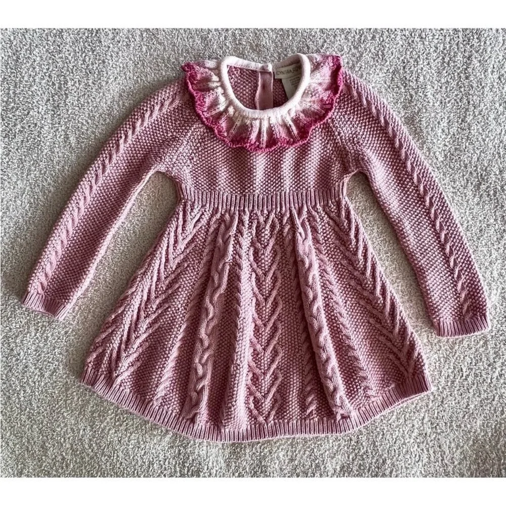 CYNTHIA ROWLEY little girls knit sweater dress blush pink size 6-9 months